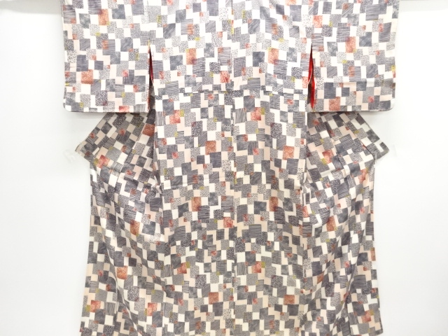 JAPANESE KIMONO / ANTIQUE KIMONO / SILK / KINSHA / SHIKISHI PATTERN